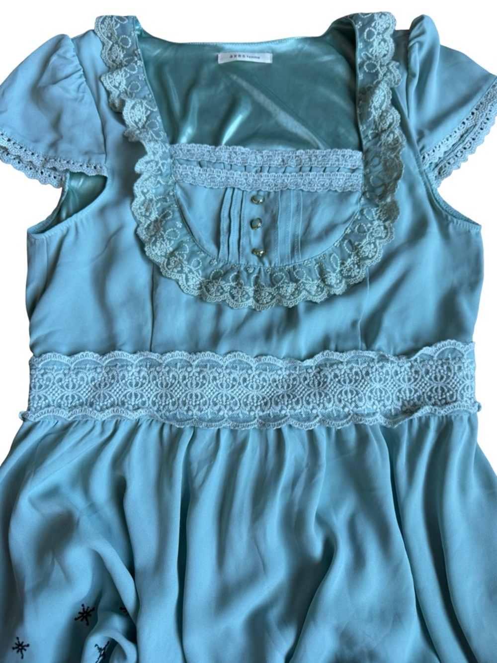 Axes Femme Women’s VTG Sage Green lace cottage core dress size Medium Japan - Picture 7 of 11